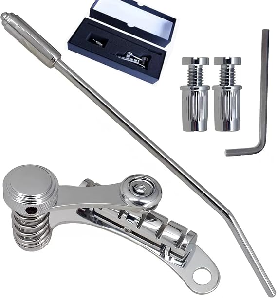 Chrome Electric Guitar Bridge Vibrato Tailpiece Tremolo System,Tune-O-Matic Style Guitar Bridge for LP SG Style Guitar Vibrato System with Hardware Kit