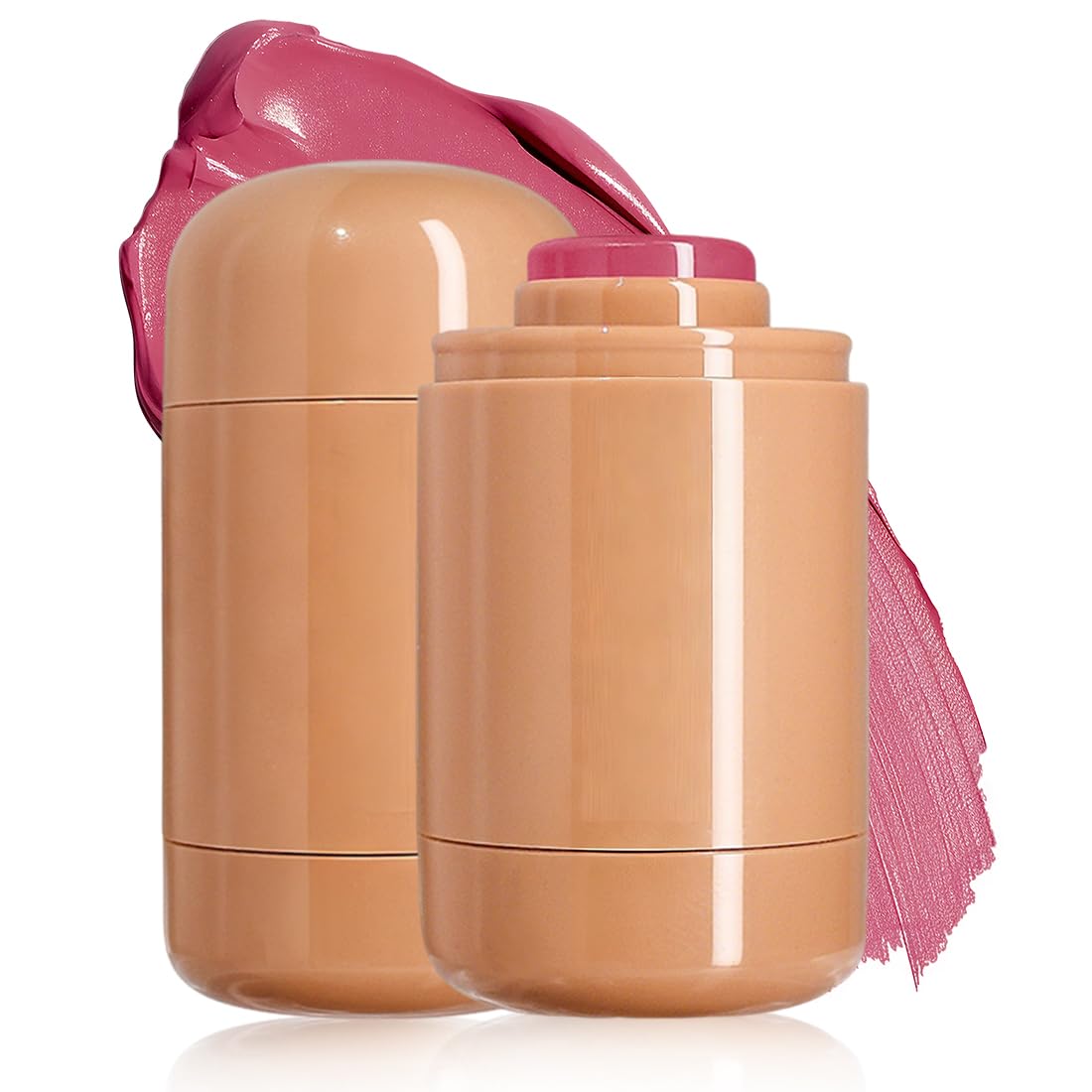 Pack of 2 Pocket Blush Stick - Matte Smooth Intense Colour Cream Rouge Stick for Cheeks and Lips - Long-Wearing Cream Blush - Natural and Luminous Finish for Women Girls (B)