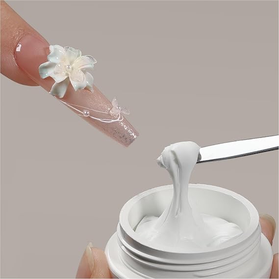 GAOY White 3D Sculpting Gel for Nail Art, 15g | Solid Nail Gelm, Non-Sticky, Hard, for Carving Molding and Building