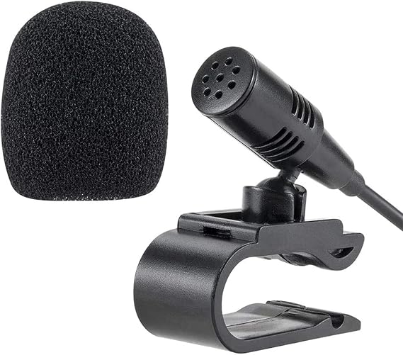 Car Radio Microphone 3.5mm External Microphone Portable Compatible with JVC Kenwood Sony Alpine Car Radio Bluetooth Stereo GPS DVD Cable 3M Plug and Play