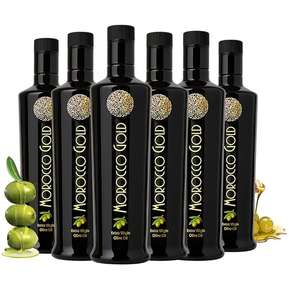 Morocco Gold New Harvest Extra Virgin Olive Oil Cold Pressed Polyphenol Rich 606mg/kg EVOO Fresh Harvest Pure and Natural. 6 x 500ml (Get 6 Bottles For The Price of 5)
