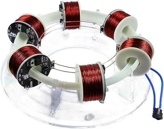 Electromagnetic Cyclotron, 6 Coil Ring Electromagnetic Accelerator, Acrylic Material, Independent Circuit Board, Physics Aid Model, for Experimental Teaching, Scientific Experiment