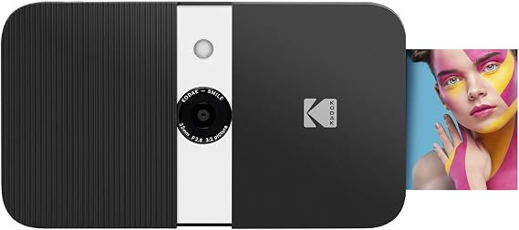 Zink KODAK Smile Instant Print Digital Camera Slide-Open 10MP Camera w/2x3 Zink Printer (Black/ White)