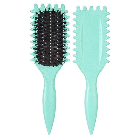 Curl Defining Brush for Curly Hair - Men's & Women's Curl Brush to Reduce Pulling & Separation (Green)