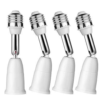 iKefe E26E27 Light Bulb Socket Extender Adapter,180 Degree Bendable Light Fixture, E26E27 to E26E27 Medium Base Adjustable Socket Converter Extension4 PCS
