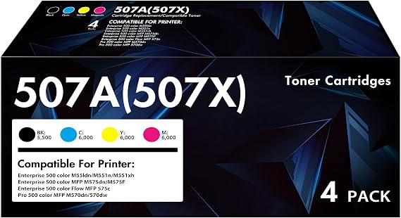 507A Toner Cartridge 4-Pack 507X CE400A CE401A CE402A CE403A High Yield