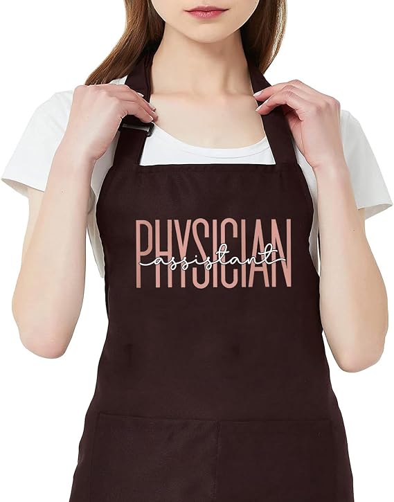 Physician Assistant Apron with 2 Pockets Waterproof Adjustable Bib Kitchen Cooking Apron Funny Gift for Future PA