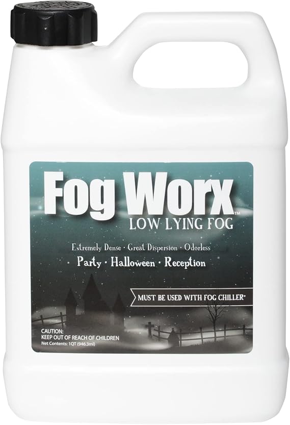 Fogworx Low Lying Fog Juice, Long Lasting Low Lying Indoor-Outdoor Fog, Designed Fog Chillers, Ground Foggers and Low Lying Fog Generators, 1 Quart