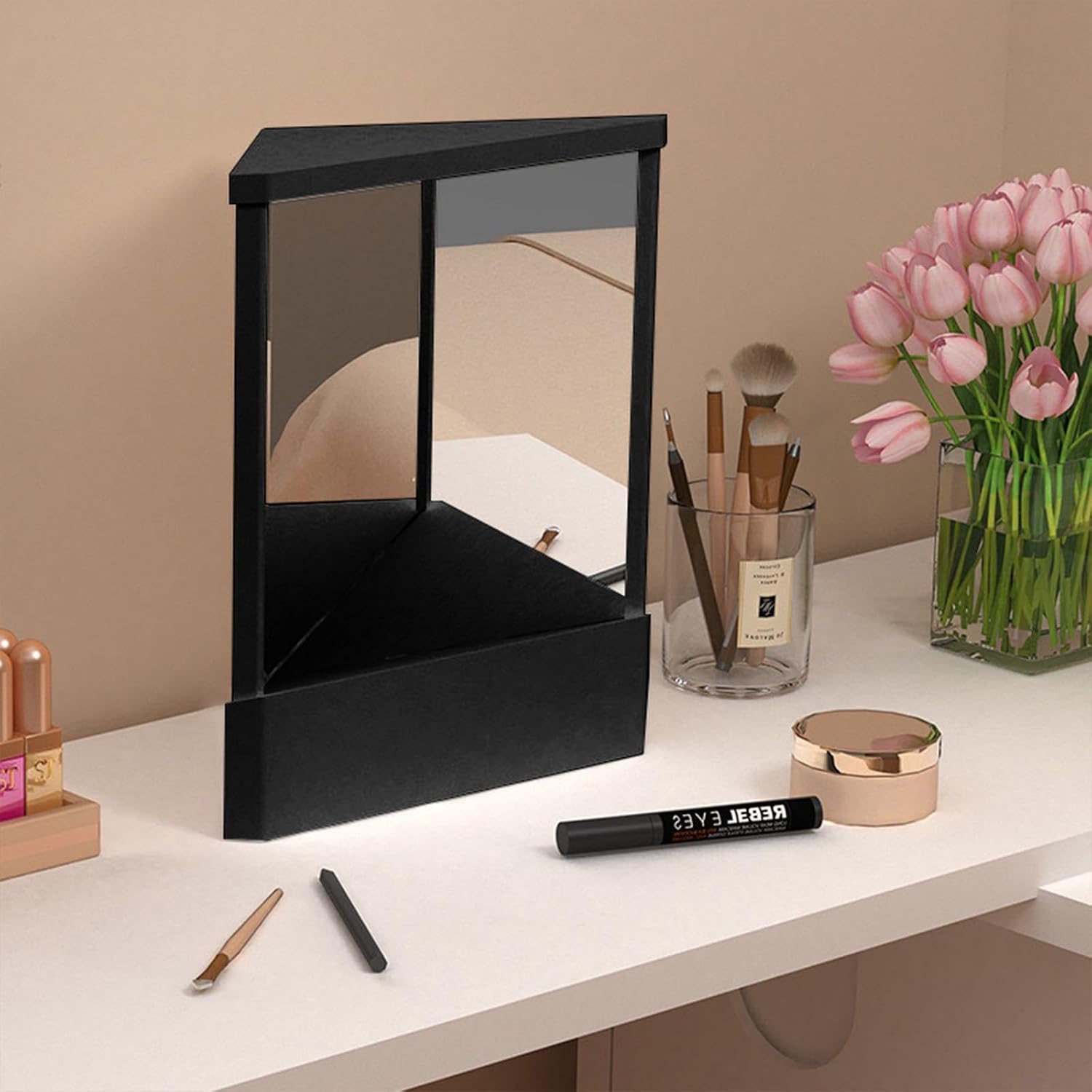 True Mirror, Non Reversing Mirror, True Mirror Non Reversing, True Mirror Non Reversing Real Me, for Makeup, Hair Styling, Grooming, Facial Correction, Women Gift Black