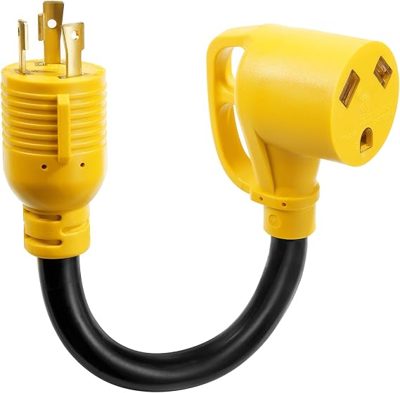 30Amp RV Generator Adapter Cord 3 Prong 30 Amp Twist Lock Adapter,NEMA L5-30P Twist Lock Male to TT-30R Female for RV Camper Caravan Van Trailer, Pure Copper Heavy Duty STW 10 AWG