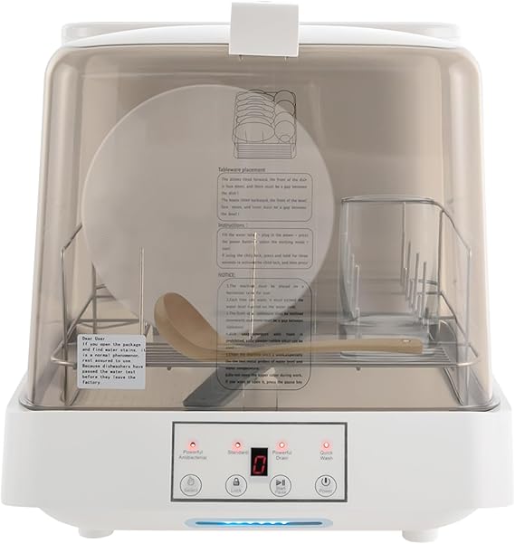 Portable Countertop Dishwashers, Portable Mini Dishwasher Countertop Electric Tabletop Dishes Dishwashers Automatic Dishwashing Machine w/Washing Programs for Home Apartments & RVs