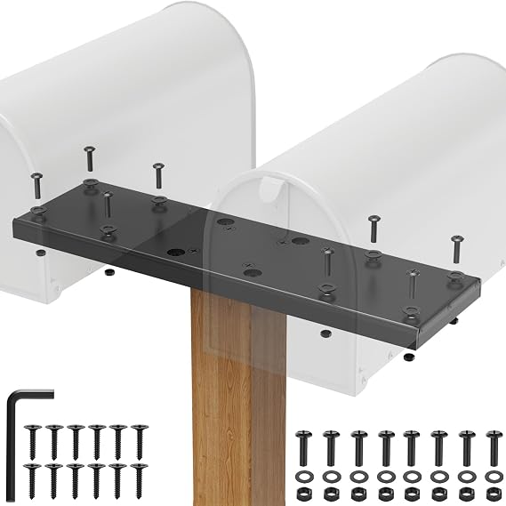 Double Mailbox Spreader Bar,Mailbox Post Mounting Bracket | Heavy Duty Structure, Holds 2 Mailboxes, Rust Resistant Coating, 197 Inch, Black, Includes Mounting Hardware