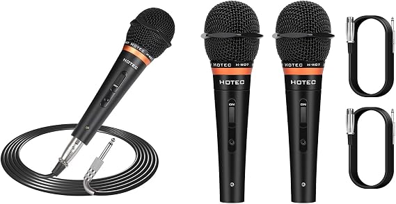 HOTEC Wired Vocal Dynamic Handheld Microphones, Includes 19 Feet Detachable XLR to 6.35mm Mic Cable - 3 Pack