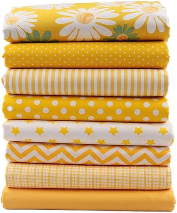 Hanjunzhao Yellow Fat Quarters Fabric Bundles 18x22 inch for Sewing Quilting Crafting