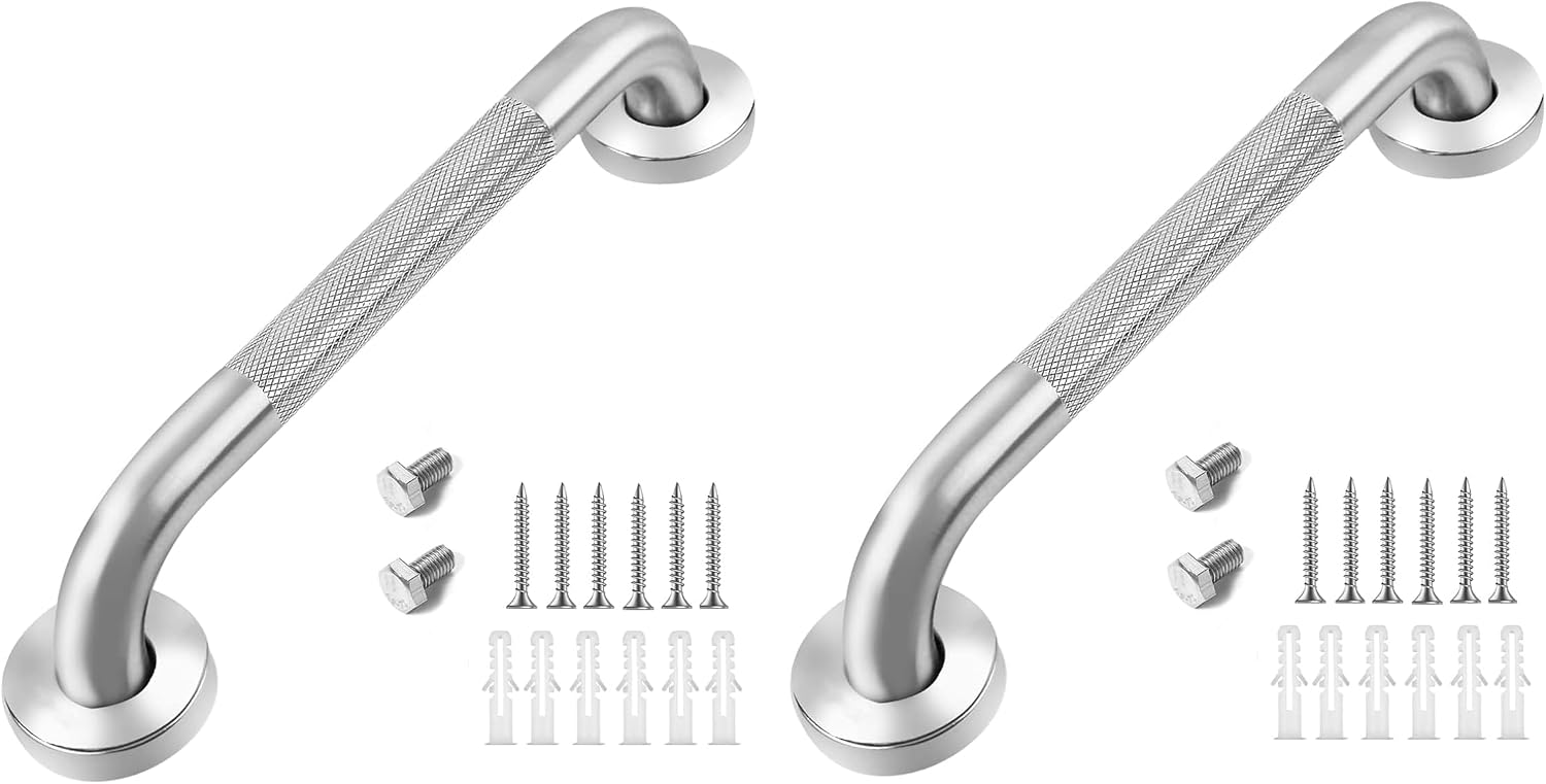 Stainless Steel Grab Bar, 2 Pack, Bathroom Stair Handles, Shower Door Handles, Bathtub Handles, Toilet Seat Handles Chrome, 18