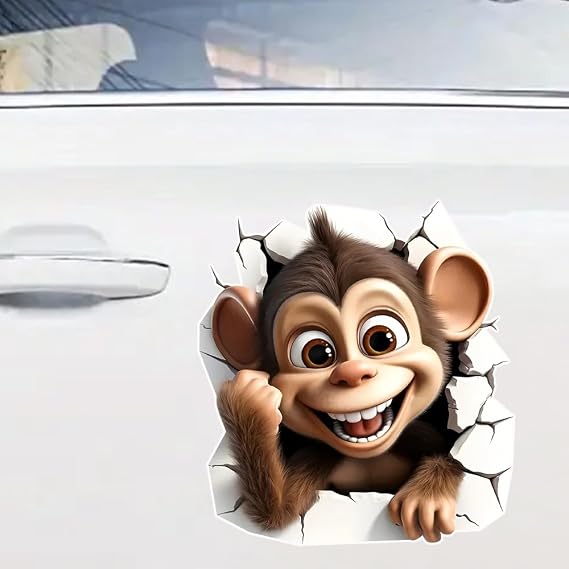 2pcs 4.72''x5.12'', Funny Monkey Decorative Car Stickers, Adhesive Sticker for Cars, Trucks, Motorcycles, Laptops - Indoor & Outdoor Use, Home Life Decoration Decal #2BZ249
