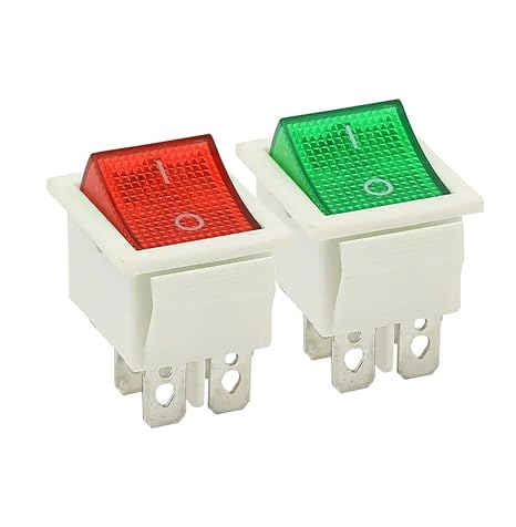 KCD4 White Base Rocker Switch 2 Position ON-Off 4 Pins /6 Pins Electrical Equipment with Light Power Switch 16A 250VAC/ 20A 125V(Red 6Pin)