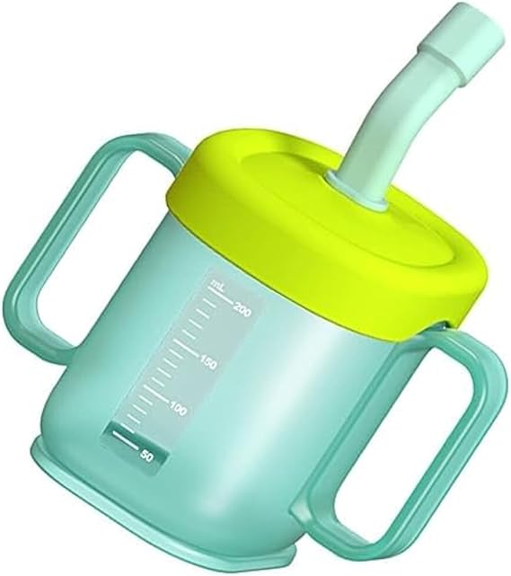 Convalescent Feeding Cup Disabled Patient Water Cup with Straw and Handles Spill Proof Drinking for Elderly Bedridden Patients Maternity Use 5.51 X 4.84 X 3.07 in