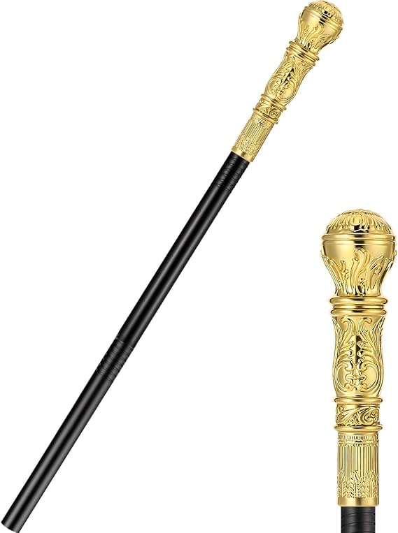 Gejoy Gold Walking Pimp Cane Halloween Costume Accessories Gold Prop Cane