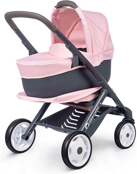 Smoby - Bebe Confort - Stroller + Pushchair 3 in 1 - For babies and dolls - Quiet and multidirectional wheels - Basket of