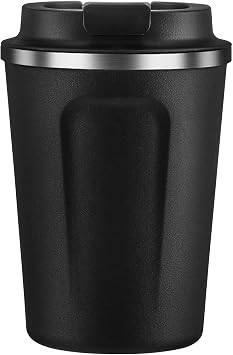 asobu Coffee Compact Vacuum Insulated Travel Mug With Spill Proof Lid 13 ounce Black