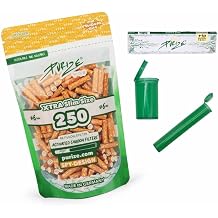 PURIZE Xtra Slim Size 6 mm (5.9 mm) Activated Carbon Filters with 2 Ceramic Caps Including Joint Tube Pop-up Containers Papers and 1/5 Stickers (SPY) Pack of 250