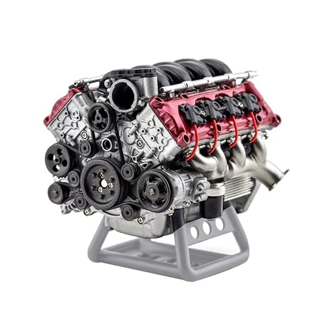 V8 Engine Model for AX90104 SCX10II Capra VS4-10 Pro/Ultra Model Car, 3D Printing Resin Simulation Dynamic Engine Model Kit - KIT Version