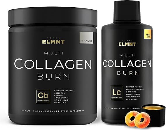 TERRA ELMNT Unflavored Powder and Peach Ring Liquid Collagen Bundle