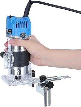 Wood Router Tool 110V 800W Compact Wood Router Tool for Woodworking, Electric Hand Trimmer with 1/4" Collets Palm Wood Router Tools, 6 Variable Speeds Palm Router Tools Blue