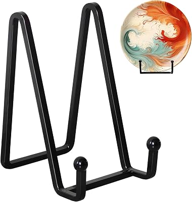 Kruodop 4 Pack 6 Metal Square Frame Easel Stands - Multi-Use Tabletop Display for Plates, Photos, Art, Books, Signs | Durable Mini Easels for Home Decor, Office, Studio & Vinyl Records
