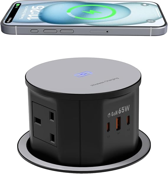 Jgstkcity Pop up Socket, 65W USB‑C Fast Charging, Black