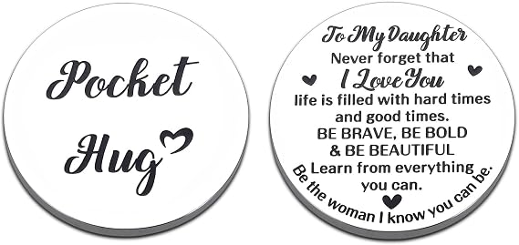 Sophauteem for Daughter from Mom, Pocket Hug Token Coin, Inspirational Encouragement Gifts for Girls Teens Women, Stocking Stuffers for Kids, Be Brave Pocket Hug for Daughter