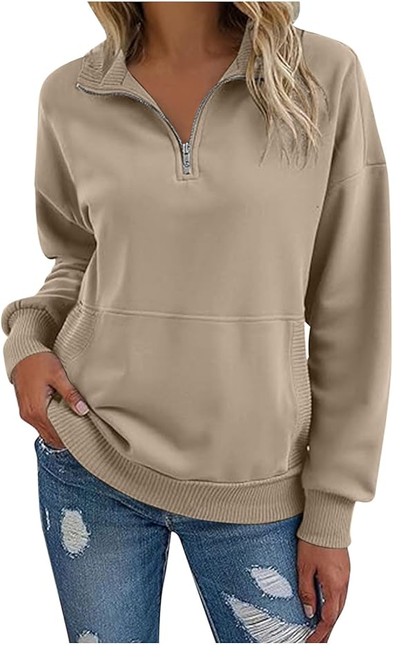 Lightweight Sweatshirt for Women 2025 Trendy Long Sleeve Pullover Tops Casual Fleece Button Up Fall Outfits Clothes