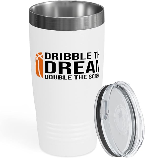 Basketball Player Viking Tumbler 20oz White -Dribble the dream - Playmaker Center Point Guard Shooting Guard Teammate Basketball Coach Trainee