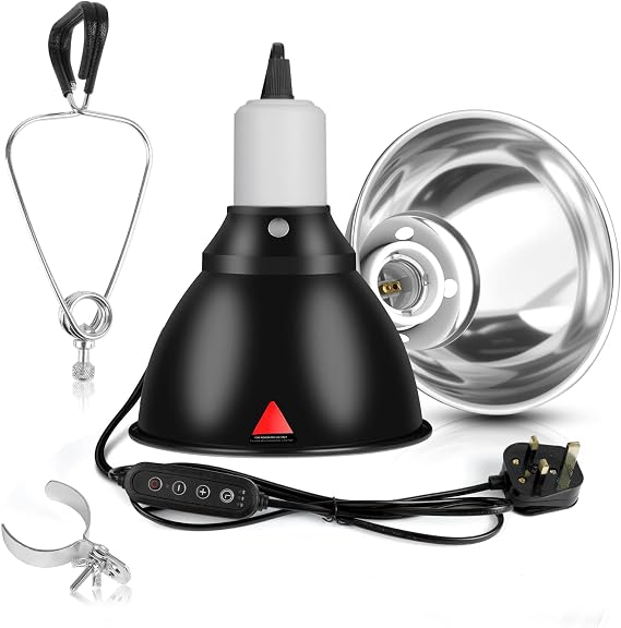 HOTUT Tortoise Heat Lamp with Clamp, Dimmable UVA UVB Light Reptile Kit for Terrapin Tank Vivarium, Reptile Heat Lamp with Timer, Terrarium Hood Light for Tortoise, Snake, Frog, Lizard, Chicks