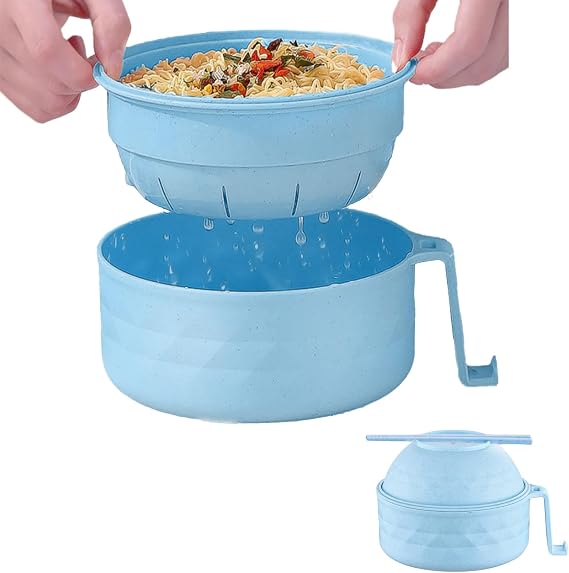 Ramen Noodles Bowl,Ramen Bowl Set,Microwave Cooker Instant Pot with Lid Chopsticks Spoon,Mixing Salad Fruit Cereal Pasta Soup Rice Bowls,Snack Cupcake Lunch Kitchen Storage Containers