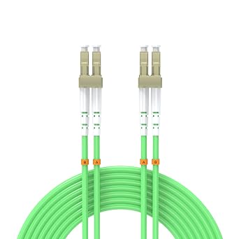 15Meters 50ft LC/UPC-LC/UPC 40/100GB Multi-Mode Fiber Optic Cable LC to LC OM5 LC-LC 100 Gigabit Jumper Optical Patch Cord Duplex 50/125um Lime Green