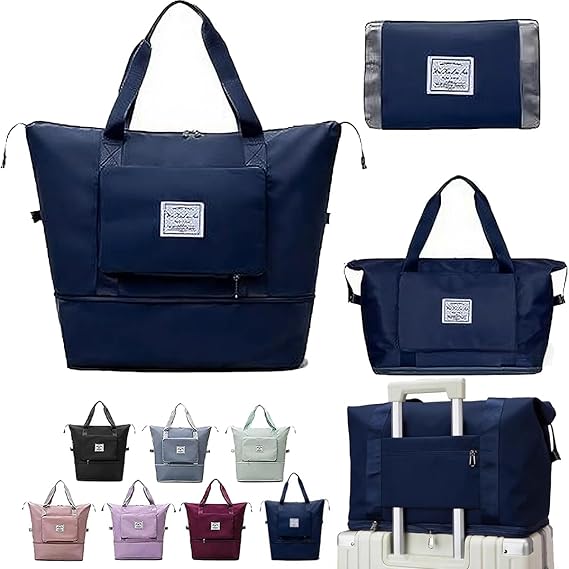 Large Capacity Foldable Travel Bag, Sports Shoulder Bag, Duffel Bag with Wet and Dry Separation, Oxford Fabric, Royal Blue
