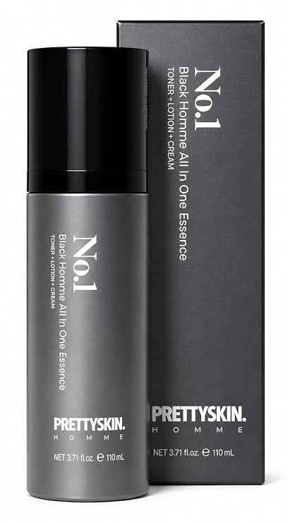 PRETTYSKIN Black Homme 3-in-1 Face Moisturizer for Men, All-in-One Toner Lotion Cream, Lightweight Skincare with Hyaluronic Acid, Green Tea & Chamomile, Fast-Absorbing Non-Greasy Formula 3.71fl oz
