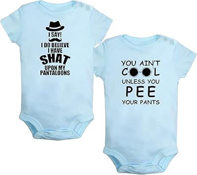 iDzn Pack of 2, You Aint Cool Unless You Pee Your Pants & I Have Shat Upon My Pantaloons Funny Romper Baby Bodysuit Jumpsuit