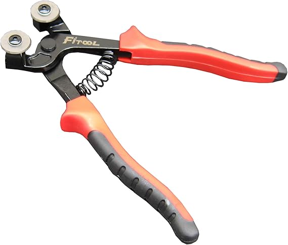 Wheeled Glass Tile Nippers, Stained Glass Mosaic Backsplash DIY Tile Working Tool, with Two Tungsten-carbide Scoring Wheels 7/8-Inch, Ceramic Tile Cutting Shapping Plier, Tile & Mosaic Nippers