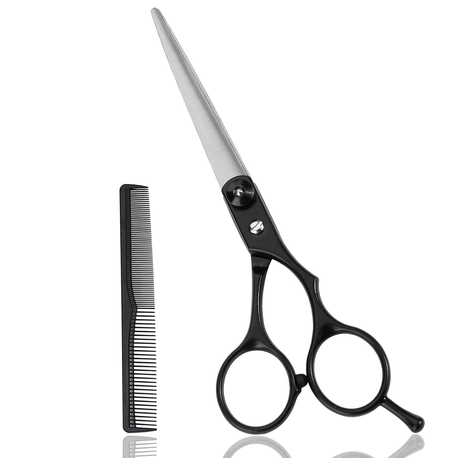 Fcysy Hair Cutting Scissors Hair Shears, 6 Inches Haircut Scissors with Comb, Bang Trimming Shears for Beginners Women Men Dogs