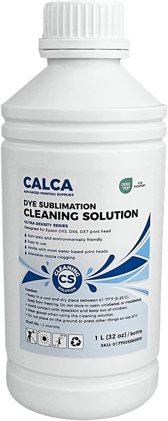 1L Ink Cleaning Solution Liquid for DTF, 32oz Bottle for Dye Sublimation Ink Clean, Ultra Density Series 1000ml for Printers DX5 DX6 DX7 Printheads