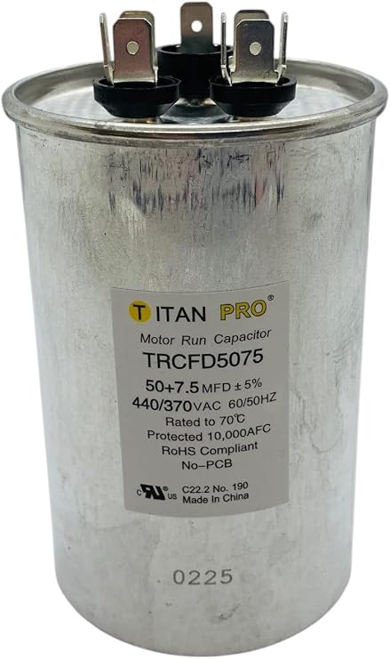 TRCFD5075 Motor Dual Run Cap, 50/7.5 MFD, 370-440V