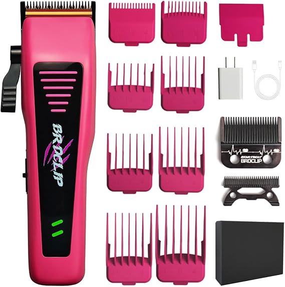 Professional Hair Clippers-BRD6410, Black and Pink