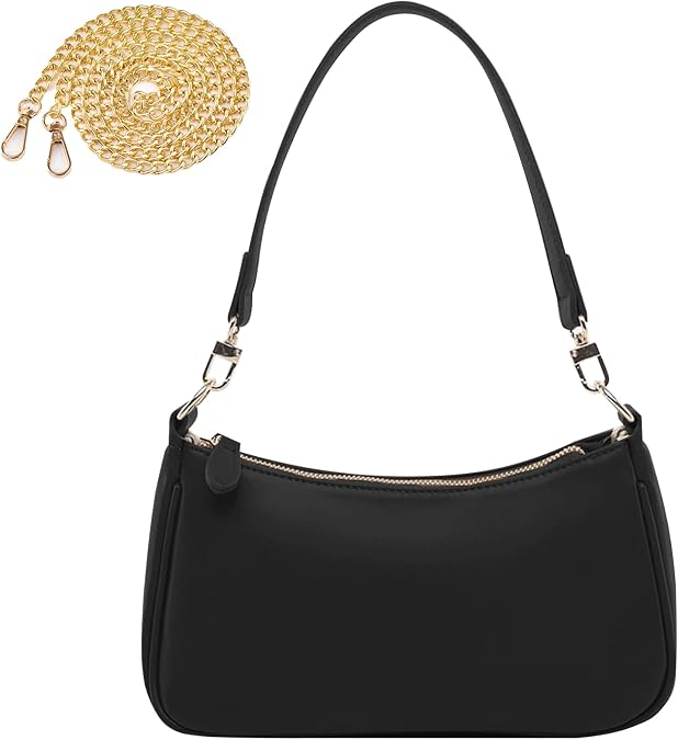 PU Leather Shoulder Bag for Women, Clutch Handbags with Chain, Shoulder Purse for Women, Small Shoulder Bag with Zipper