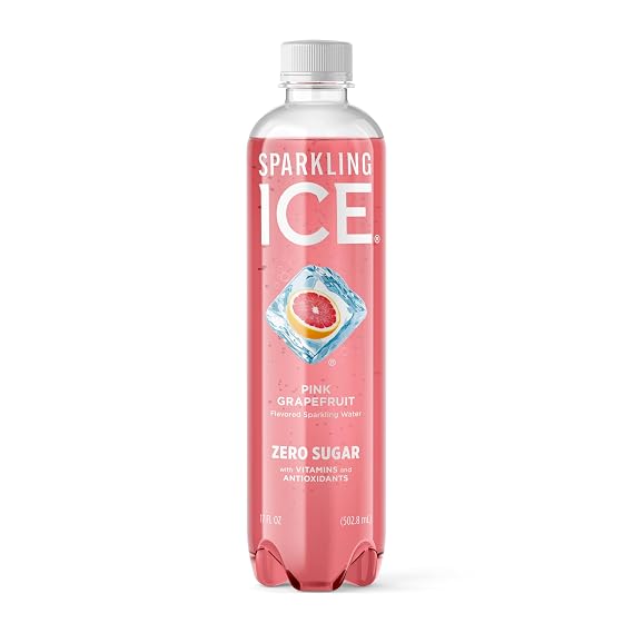 Sparkling Ice, Pink Grapefruit Sparkling Water, Zero Sugar Flavored Water, with Antioxidants and Vitamins, 17 fl oz Bottle