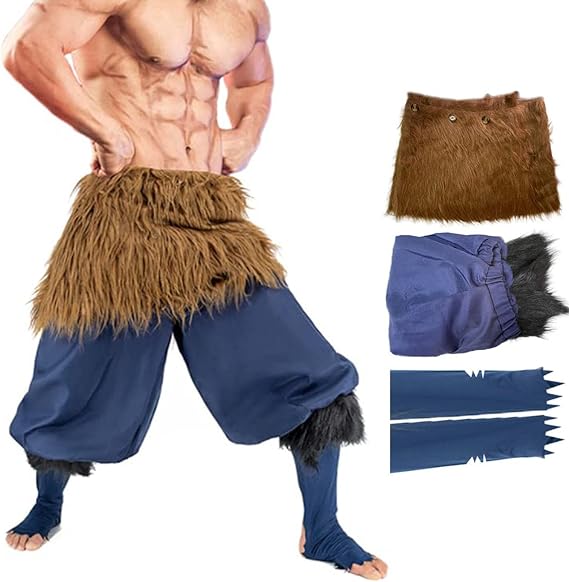 Inosuke Cosplay Costume Apron Pants Anime Hashibira Pant Tube Full Set for Adult Men Women