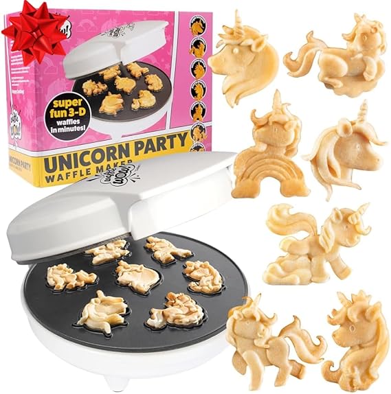 Unicorn Mini Waffle Maker, 7 Adorable Different 3D Animal Shaped Waffles