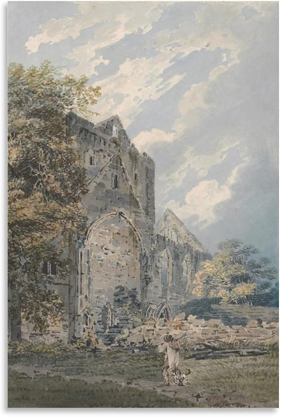 Landscape Oil Painting Thomas Girtin Posters Aesthetic Prints Ripon Minster, Yorkshire Painting On Canvas Wall Art Poster Scroll Picture Print Living Room Walls Decor Home Posters 16x24inch(40x60cm)